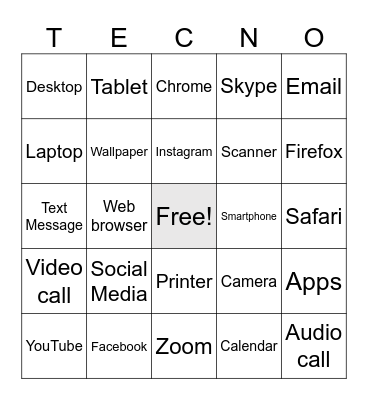 Techno Bingo Card