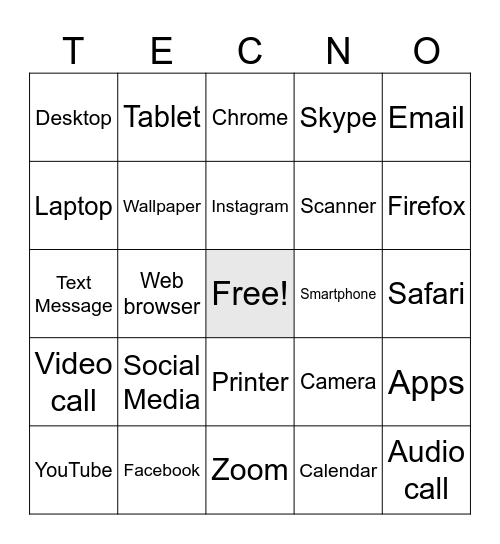 Techno Bingo Card