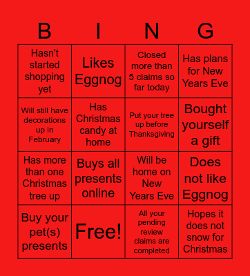 Holiday Bingo Card