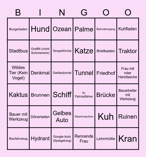 Geotastic Bingo Card