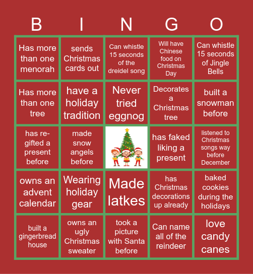 Virtual Holiday Bingo Card