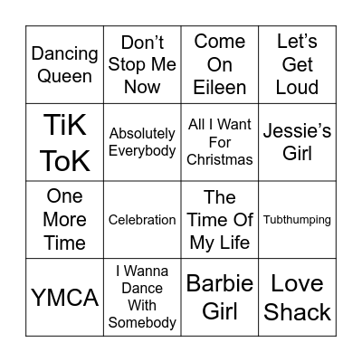 Party Anthem Bingo Card