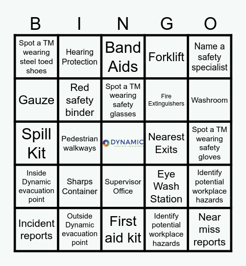 Safety Bingo Card