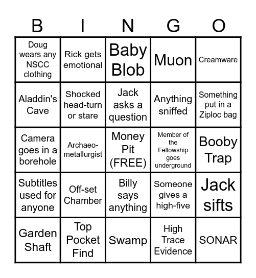 Curse of Oak Island Bingo Card