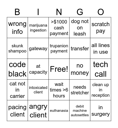 RECEPTION HOLIDAY BINGO Card