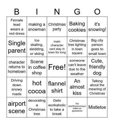 Hallmark Christmas Movie Bingo Card