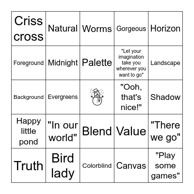 Bob Ross Bingo Card