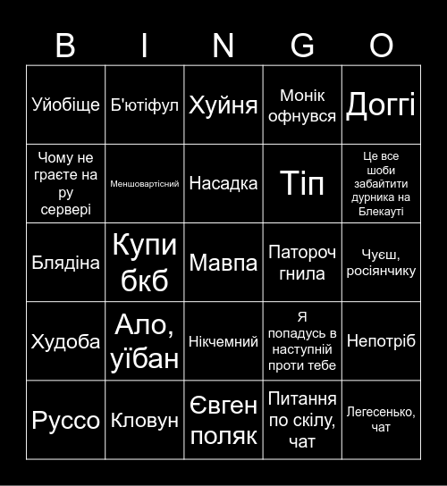 Євген-бінго Bingo Card