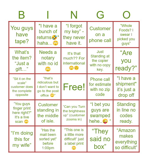 UPS STORE BINGO📦 Bingo Card