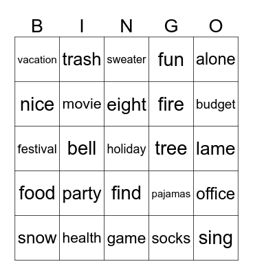 IT Holiday Bingo Card