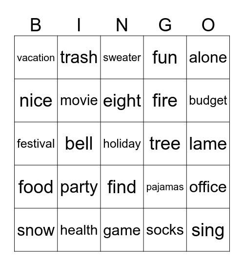 IT Holiday Bingo Card