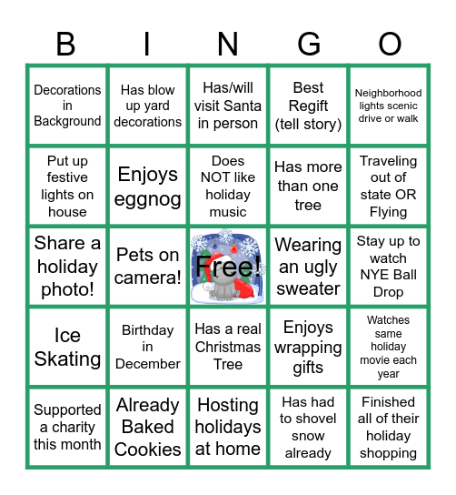 Sourcing & Events Holiday Party Bingo Card