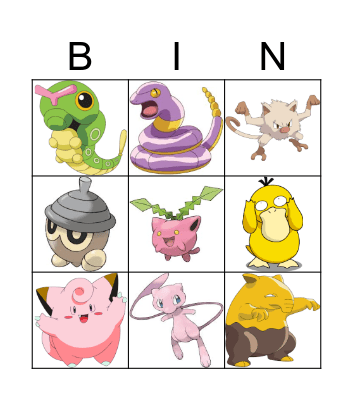 Pokemon Bingo Card