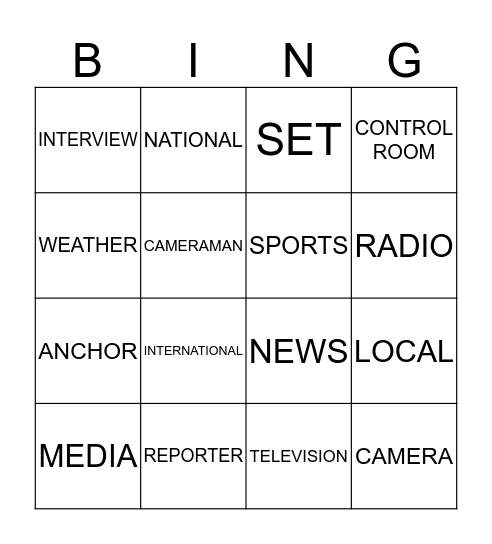 BROADCASTING Bingo Card