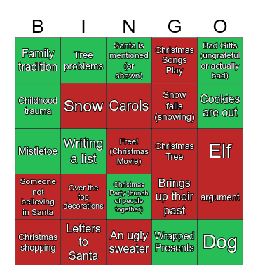 Christmas Movie Bingo Card