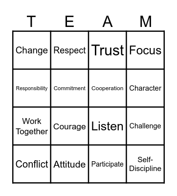 Teamwork Bingo Card