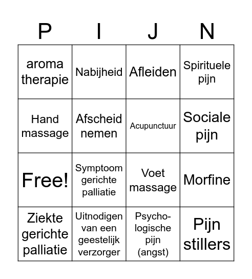 PIJN Bingo Card