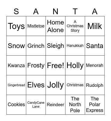 FA Holiday Bingo Card