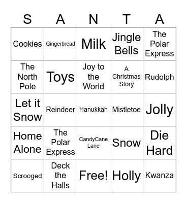 FA Holiday Bingo Card