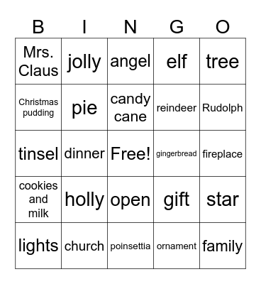 Winter Break BINGO Card