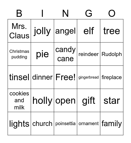 Winter Break BINGO Card