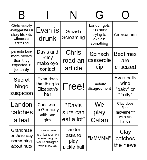 Kellerson Secret Bingo Card