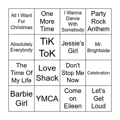 Party Anthem Bingo! Bingo Card