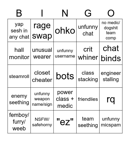 tf2 bingo Card