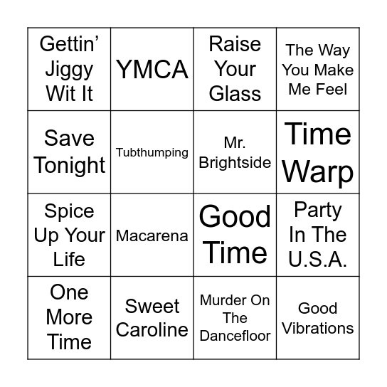 Party Anthem Bingo! Bingo Card