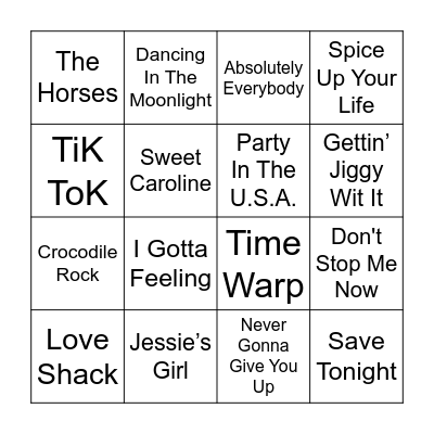 Party Anthem Bingo! Bingo Card