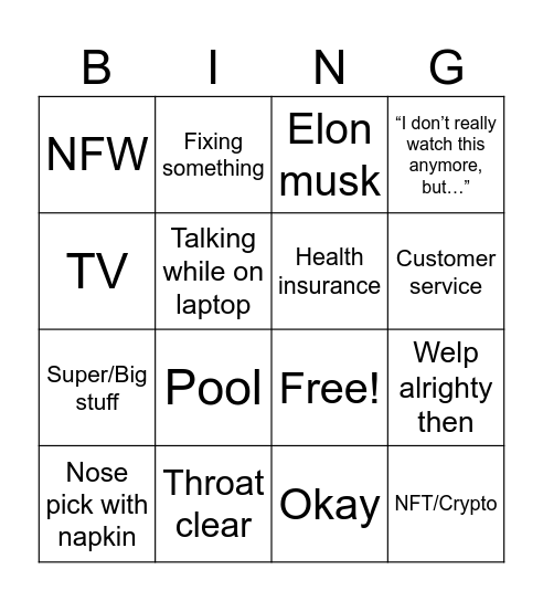 Untitled Bingo Card