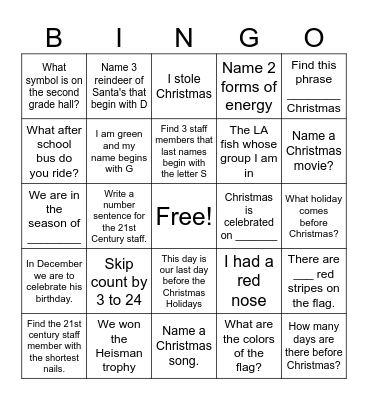 Scavenger Hunt Bingo Card