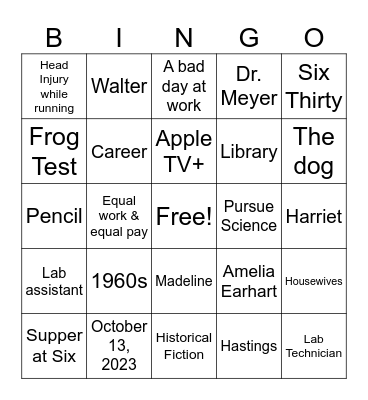 Lessons in Chemistry Bingo Card