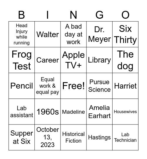 Lessons in Chemistry Bingo Card