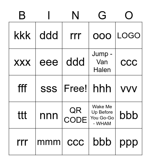 ERATAINMENT GAMES MUSIC BINGO Card