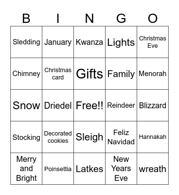 Winter Days Bingo Card