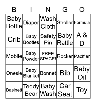BABY SHOWER BINGO Card