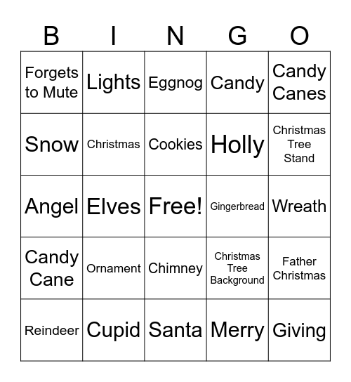 Holiday Bingo Card