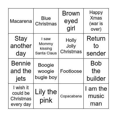 Christmas Musical Bingo Round 2 Bingo Card