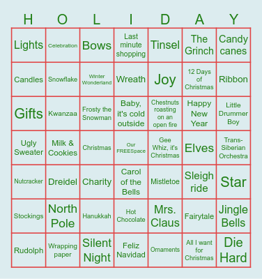 Jingle & Mingle Background Bingo Card