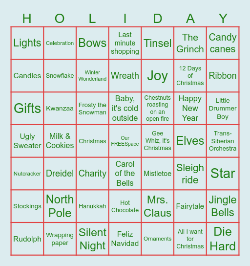 Jingle & Mingle Background Bingo Card
