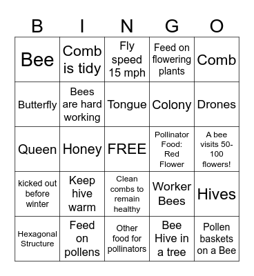 Bee Watchful and Bee Careful Scavenger Hunt Bingo Card