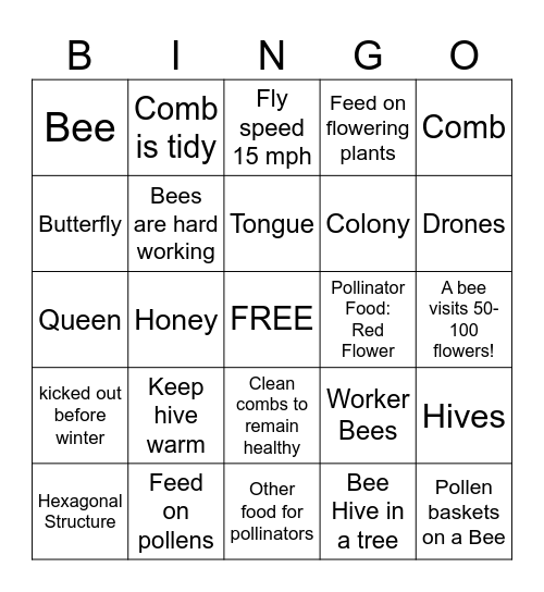 Bee Watchful and Bee Careful Scavenger Hunt Bingo Card
