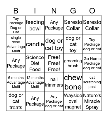 Whiskers and Wags Bingo Card