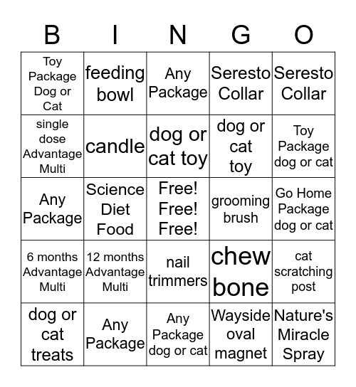 Whiskers and Wags Bingo Card