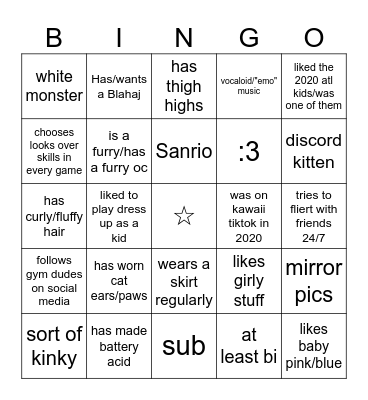 UwU Bingo Card