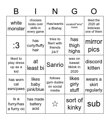 UwU Bingo Card