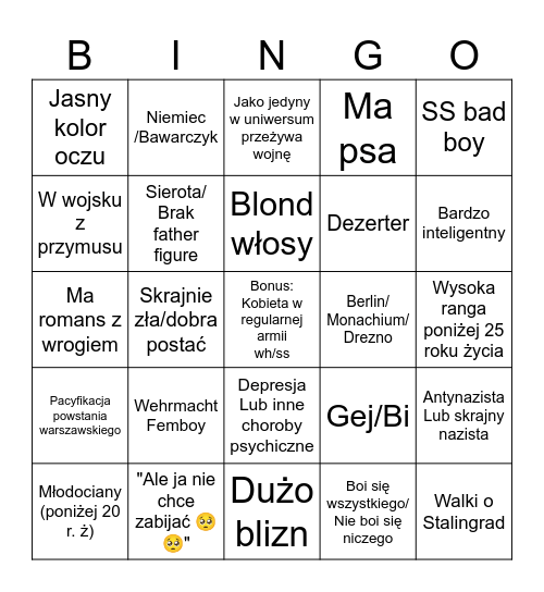 Niemieckie postacie bingo Card