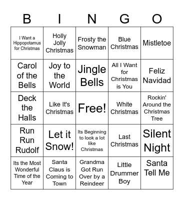 Guess the Song - Holiday Bingo! Bingo Card