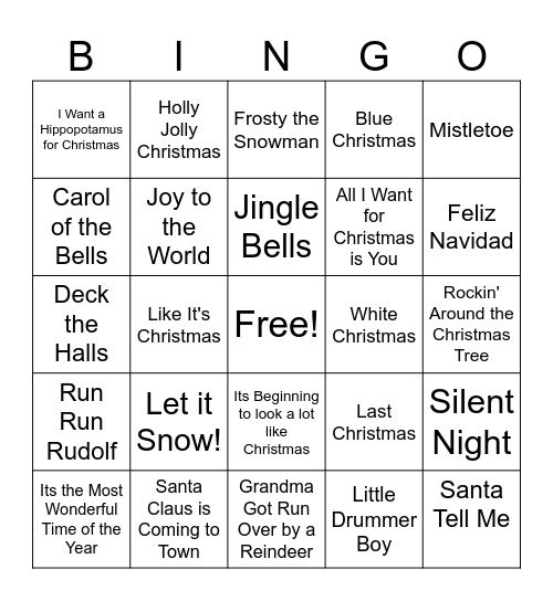 Guess the Song - Holiday Bingo! Bingo Card